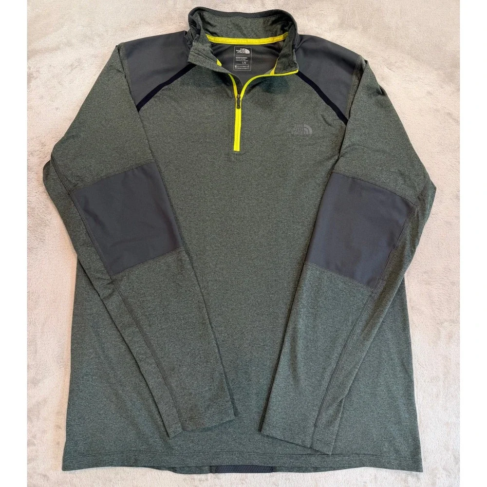 The‎ North Face Mens 1/4 Zip Pullover FlashDry-XD Performance Top Green Large
